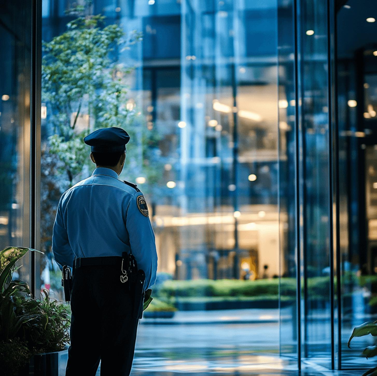 Agent de sécurité dans un bâtiment professionnel