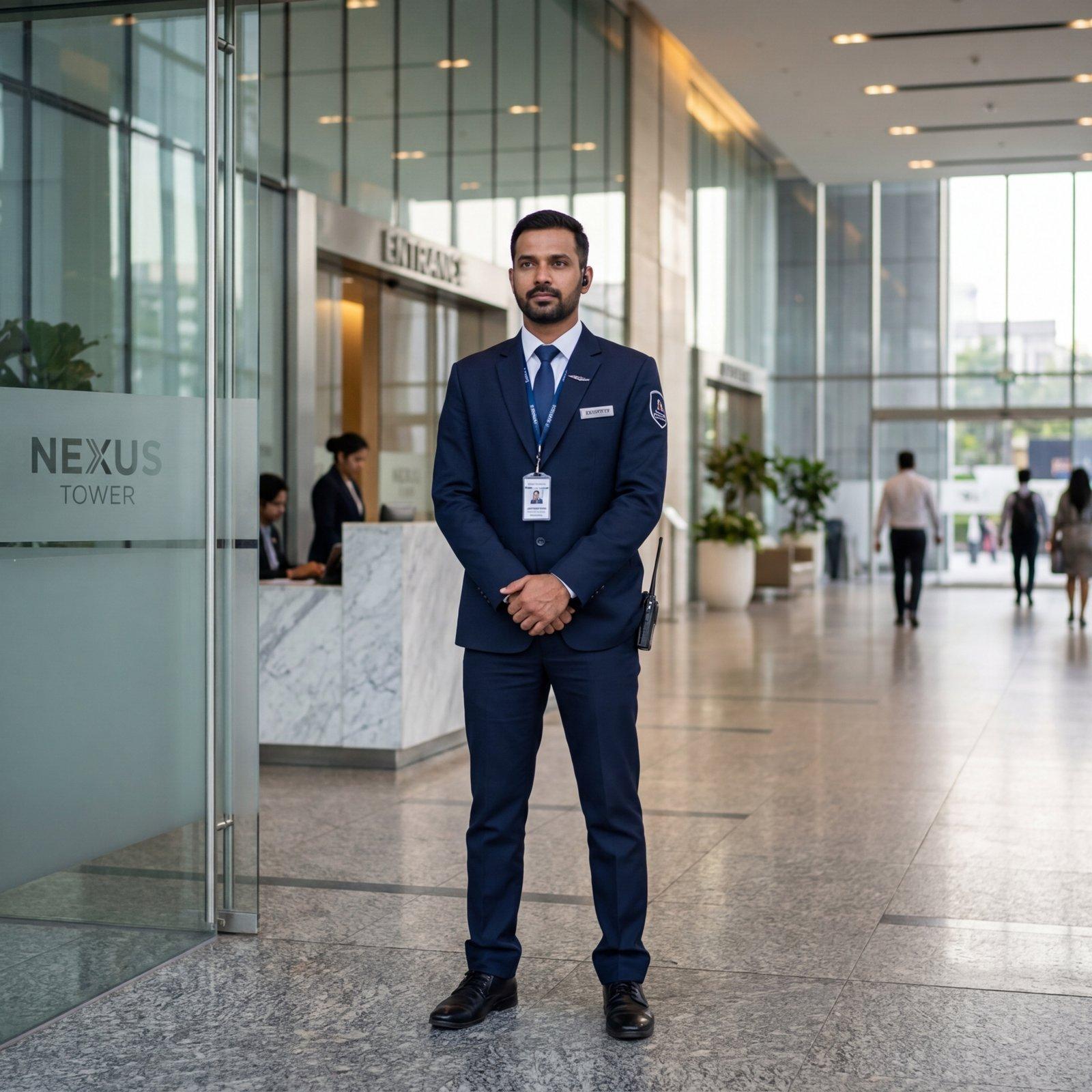 Agent de sécurité Guard Group dans un bâtiment professionnel